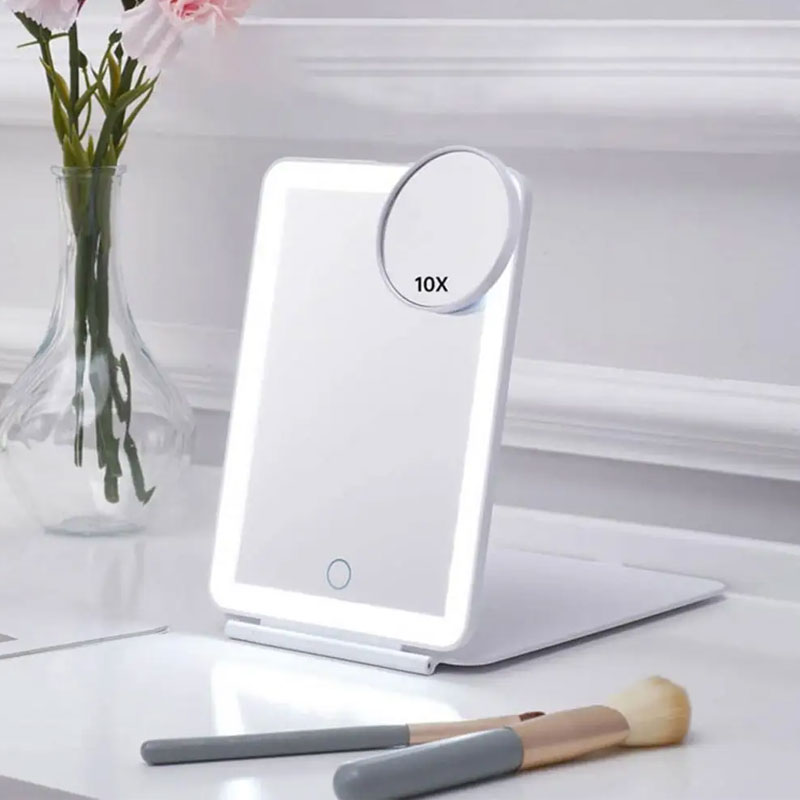 Portable 3 Color LED Makeup Mirror with 10x Magnifying Mirror